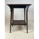 An inlaid Edwardian occasional table with lower shelf.W:48cm x D:39cm x H:69cm