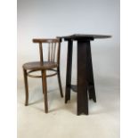 A European bentwood chair also with a carved tripod table. W:38cm x D:38cm x H:73cm