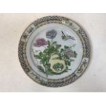 A Chinese hand painted plate, decorated with birds and flowers. W:24.5cm x H:24.5cm
