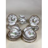 A Copeland Spode Chelsea tea set for six. Includes six cups and saucers, tea plates, jug and sugar