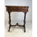 A Victorian walnut ladies desk, with satin wood interior and mirror. W:52cm x D:38cm x H:72cm