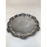 A silver tray with engraving to William McCreath on his marriage 03.08.1911. Hallmark to base