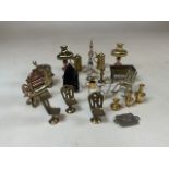 A Victorian miniature iron and other brass and metal miniature items. (21)