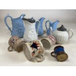 A 19th century ceramics graduated jugs and pearl ware mugs etc.