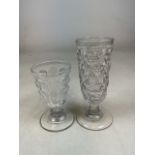 Two mould blown tavern glasses. Largest H:19cm