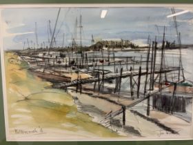 Jim Woods (British 20th century) A watercolour and pencil sketch by Jim Woods entitled Walberswick
