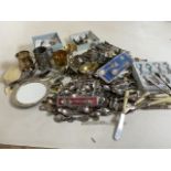 A large quantity of EPNS, collectors spoons and other metal ware including door furniture etc.