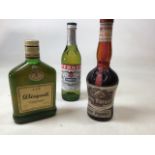 Selection of alcohol - Cognac, Pernod and Cherry Marnier. Bottles approx 35cl