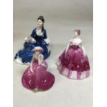 A Royal Doulton figure of Rosalind together with Coalport Kimberley and a Debutante in Love.