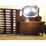 An Edwardian dressing chest also with a pair of bed ends. Chest with broken castor bed ends one