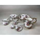 A jug and bowl, a comport and square dish in Lady Patricia Bone China by Hammersley together with