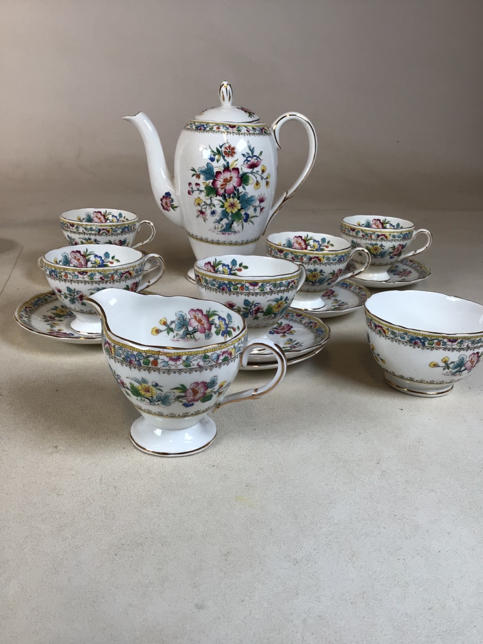 A Foley China Ming Rose Coffee service together with other collectibles including Crown Derby, - Image 2 of 8