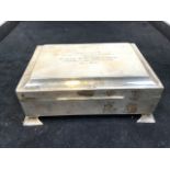 Silver casket cigarette box. Makers mark, dates rubbed.W:130cm x H:45cm