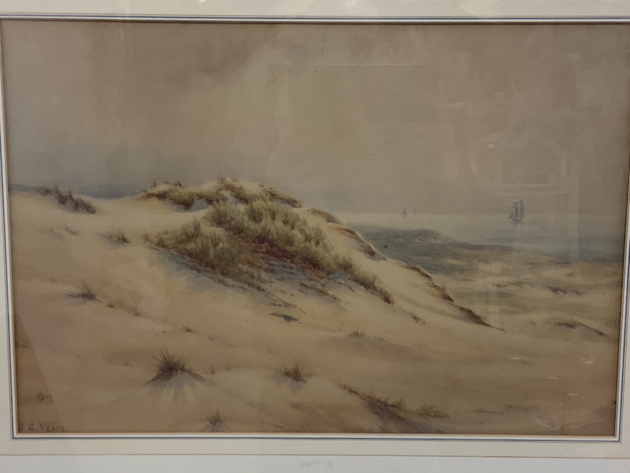 An early 20th century watercolour on paper signed lower right J.G.Veago. W:53cm x H:35cm - Image 3 of 4