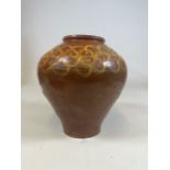 An early Mallorquin olive jar with decorative pattern. W:30cm x D:30cm x H:30cm