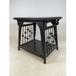 A decorative 20th century ebonised occassional table with lower shelf. W:62cm x D:45cm x H:57cm