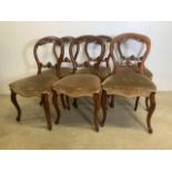 A set of six Victorian balloon back dining chairs.Seat height H:45cm