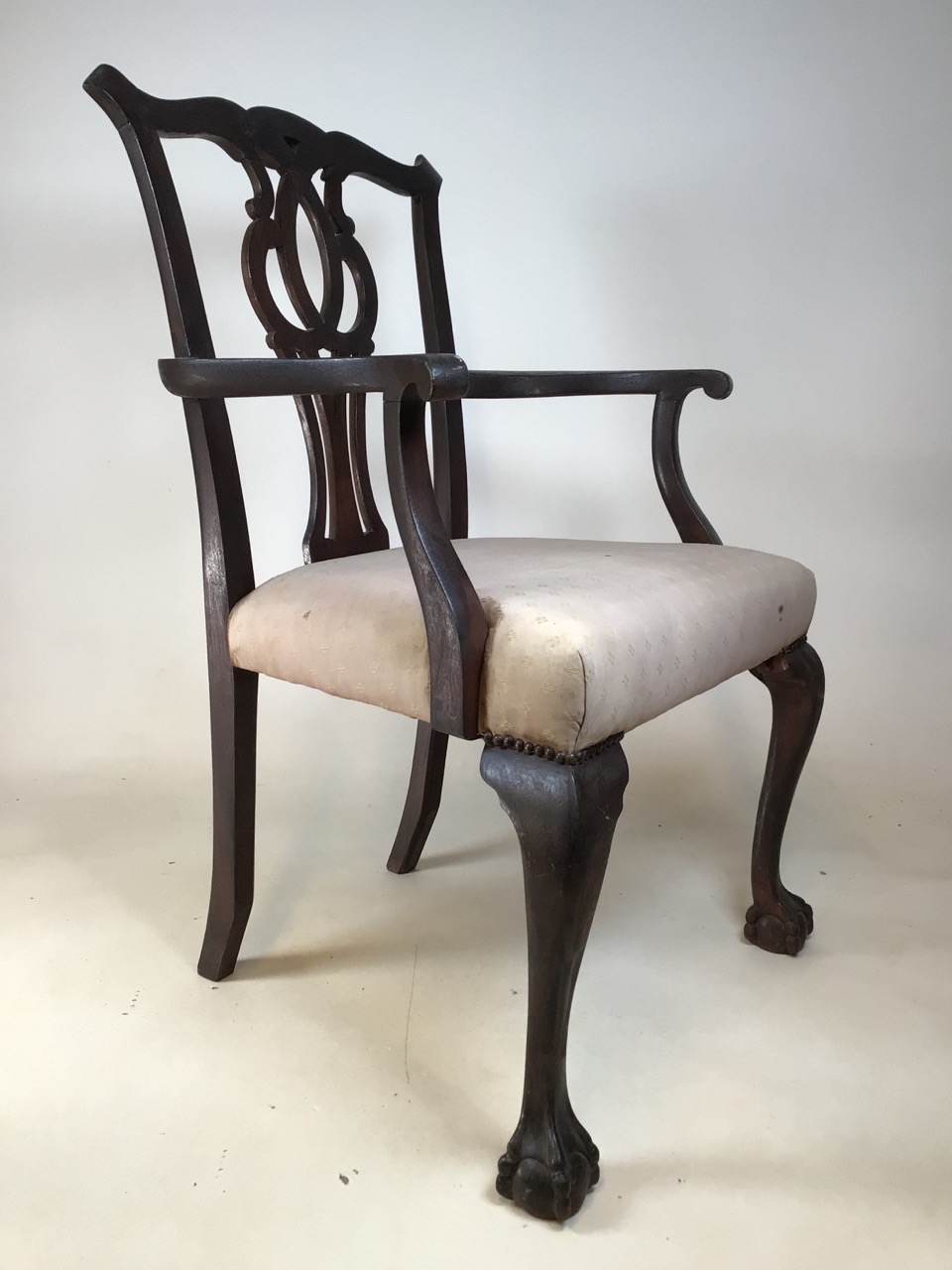 A twentieth century ball and claw foot chair together with a twentieth century upholstered piano - Image 8 of 10