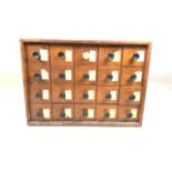 A early 1900s oak carpenters accessory chest with twenty individual drawers. W:43cm x D:4939cm x