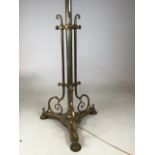 An art nouveau expandable brass standard lamp base H:146cm - 192cm fully extended