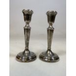 A Pair of Birmingham candlesticks. A Chick and sons 1974. 19.5cms.