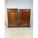 A near pair of pitch pine bedside cupboards, early 20th century with MAW, TILL, KIRKE AND COMPANY