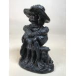 A n Austin Prod bronze signed Bright Eyes by Dee Crowley of lady seated with dog W:19cm x H:30cm