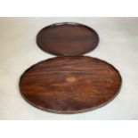 Two early late 19th early 20th century mahogany serving trays. W:76cm x D:49cm
