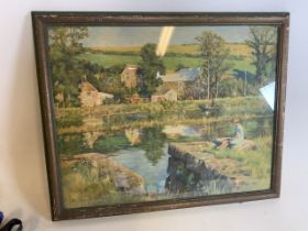 A 1930s coloured print by Stanhope A Forbes 1931. High water. W:63cm x H:50cm