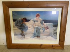 A young lovers print by Sir Lawrence Alma Tadema. W:98cm x H:78cm