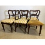 A set of six Victorian mahogany bar back chairs. One with different seat. Seat height H:46cm