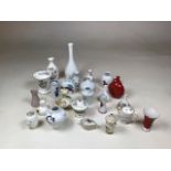 A quantity of miniature vase including Limoges, Minton, Royal Doulton, Zsolnay, Coalport, Lladro,