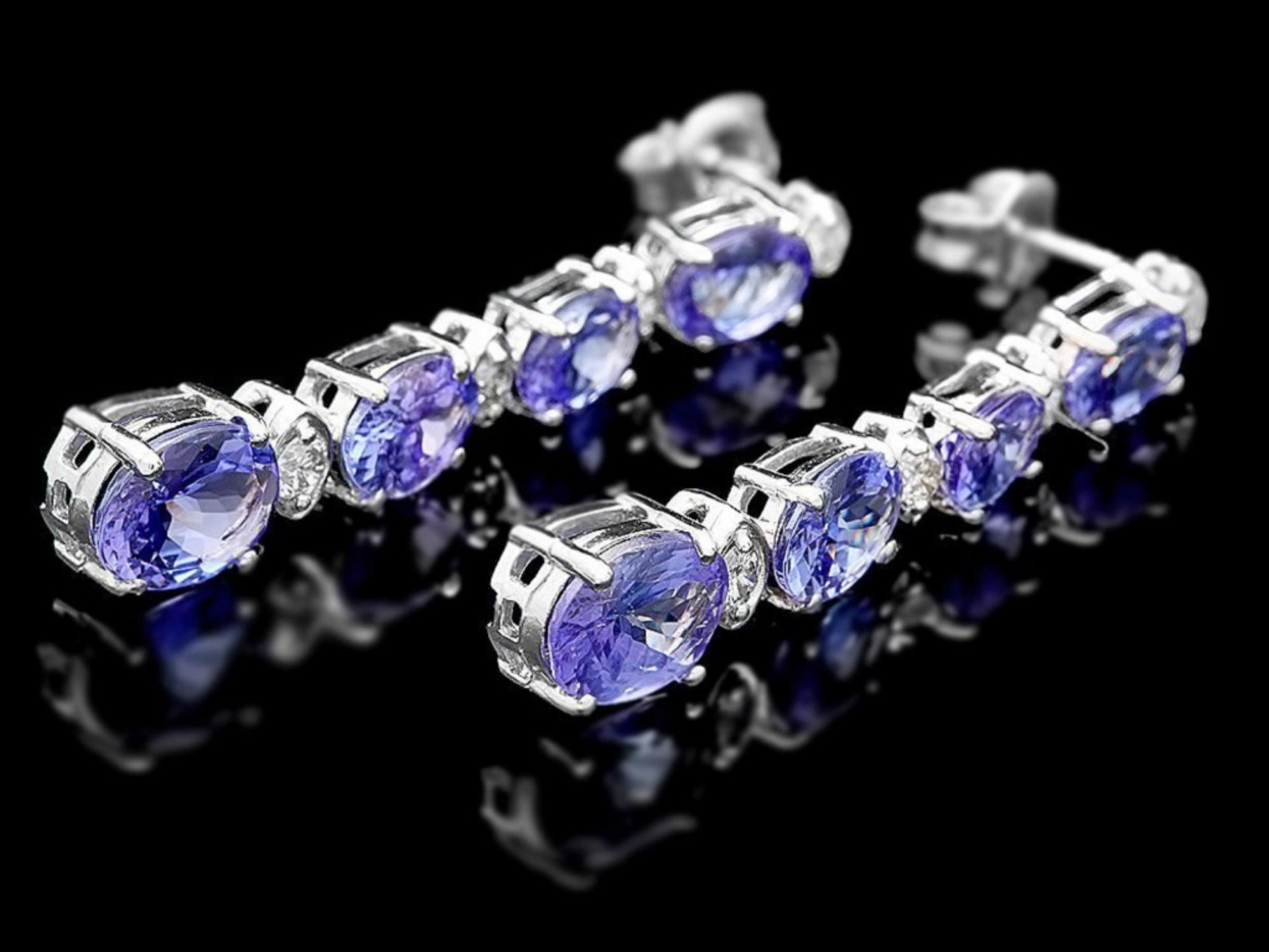 14k Gold 7.00ct Tanzanite & 0.50ct Diam Earrings - Image 2 of 4