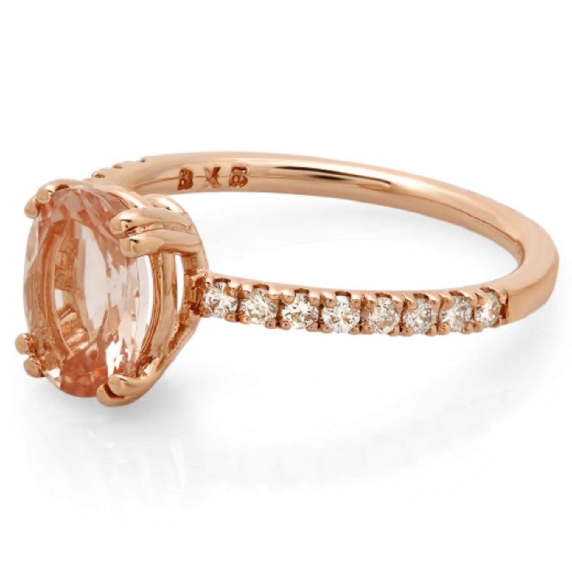 14K Gold 1.00ct Morganite & 0.20ct Diamond Ring - Image 2 of 2