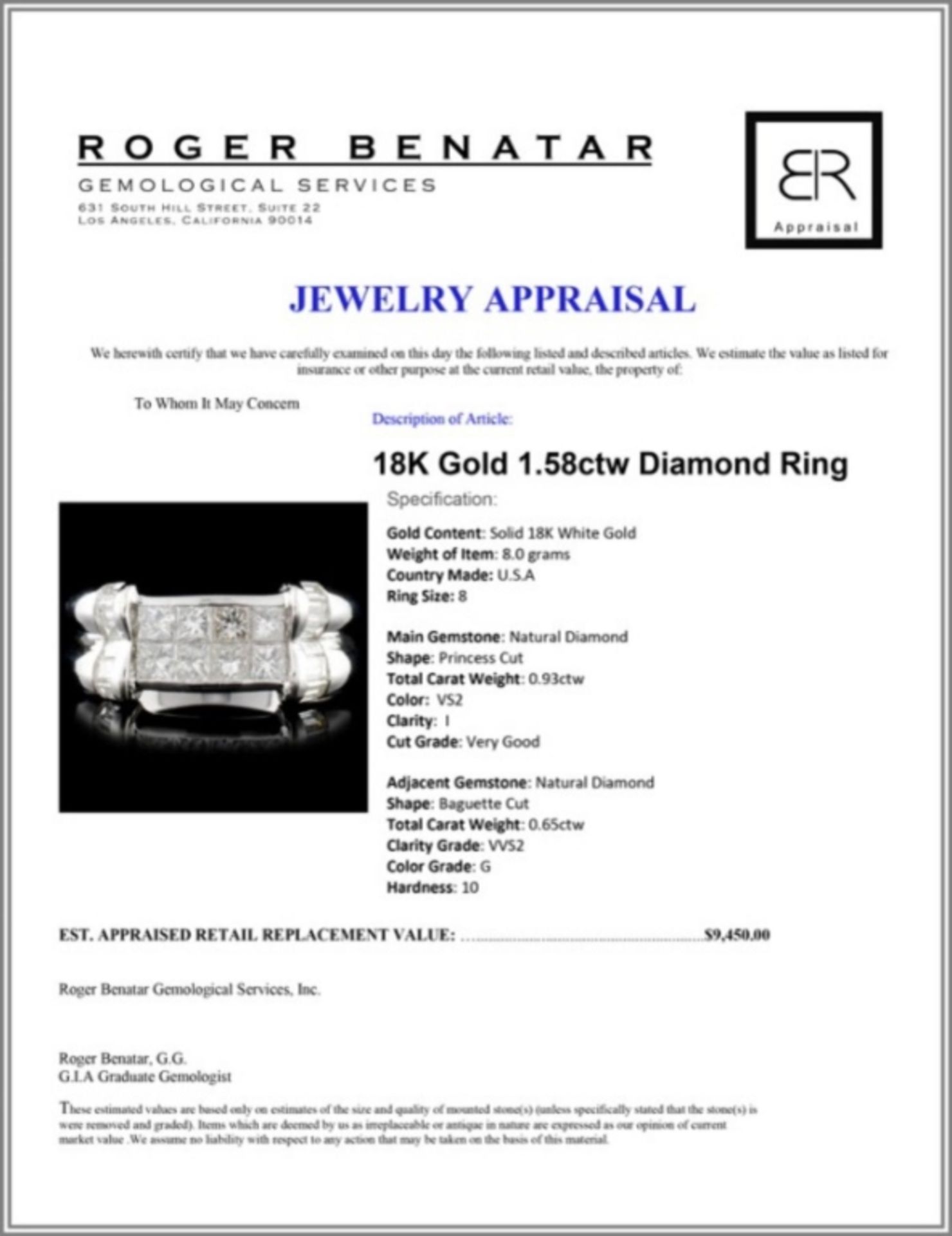 18K Gold 1.58ctw Diamond Ring - Image 3 of 3