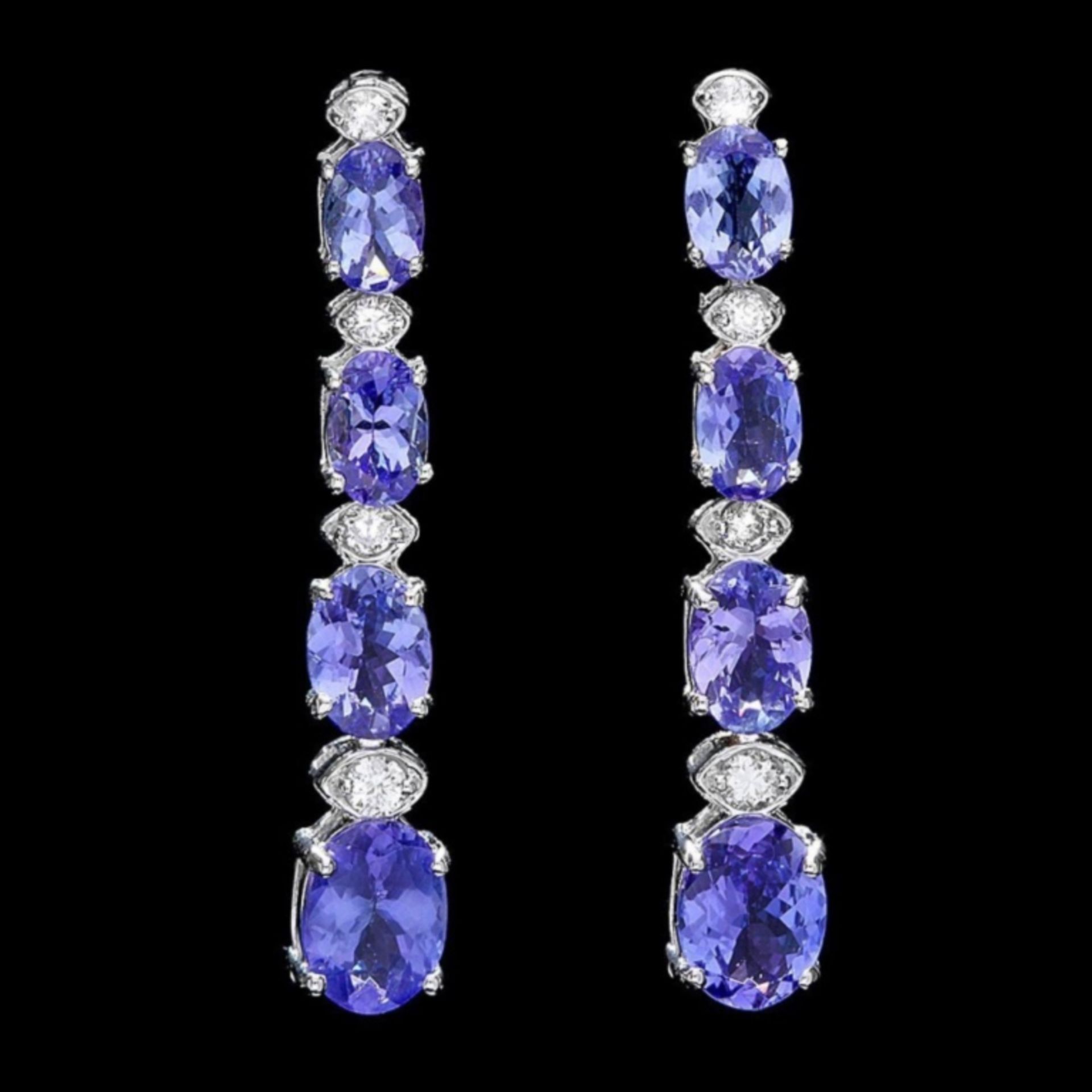 14k Gold 7.00ct Tanzanite & 0.50ct Diam Earrings