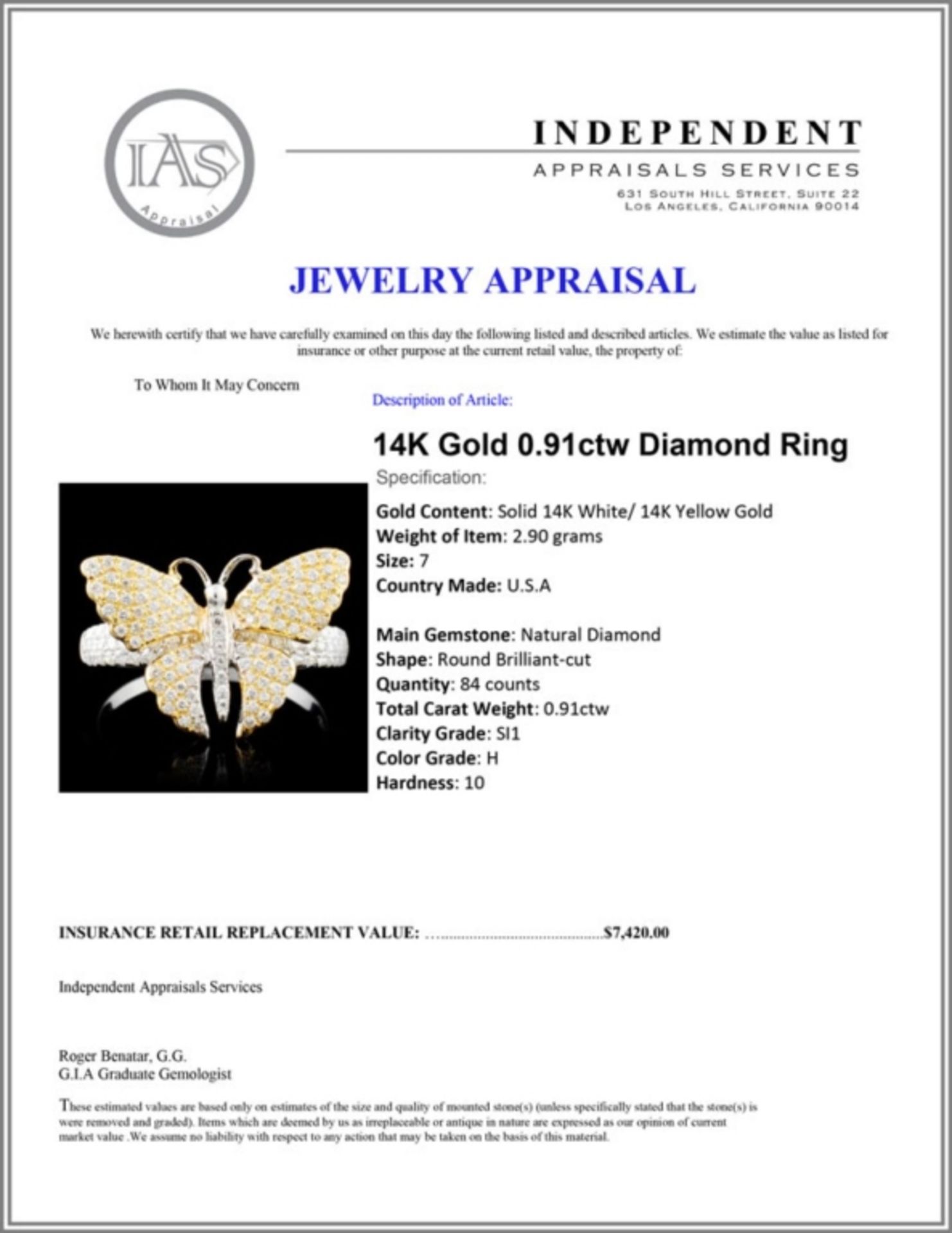 14K Gold 0.91ctw Diamond Ring - Image 5 of 5