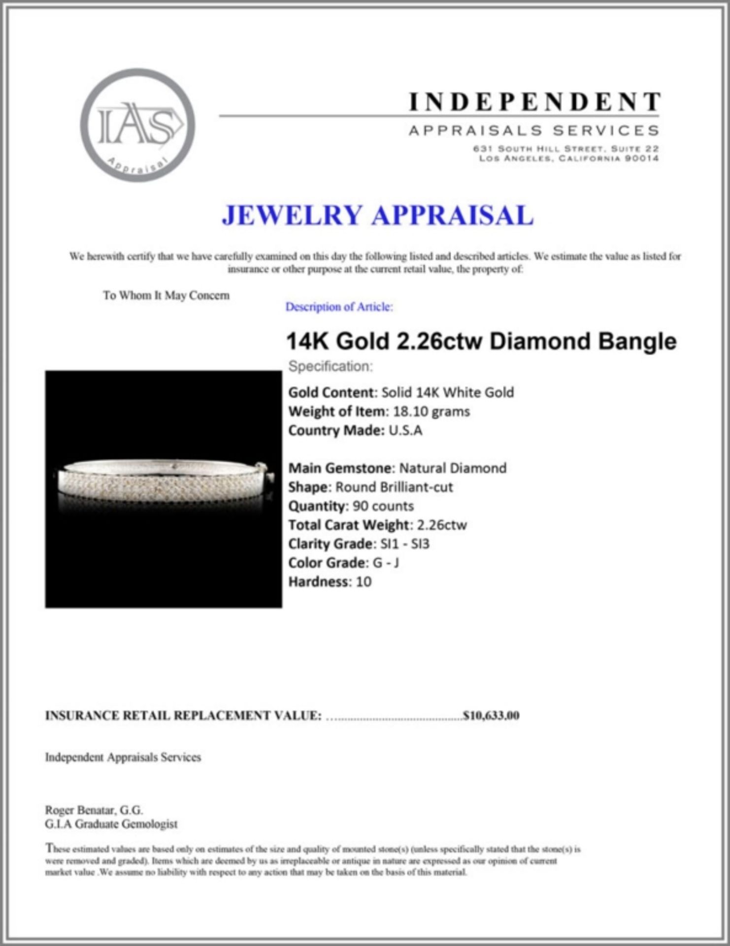 14K Gold 2.26ctw Diamond Bangle - Image 4 of 4