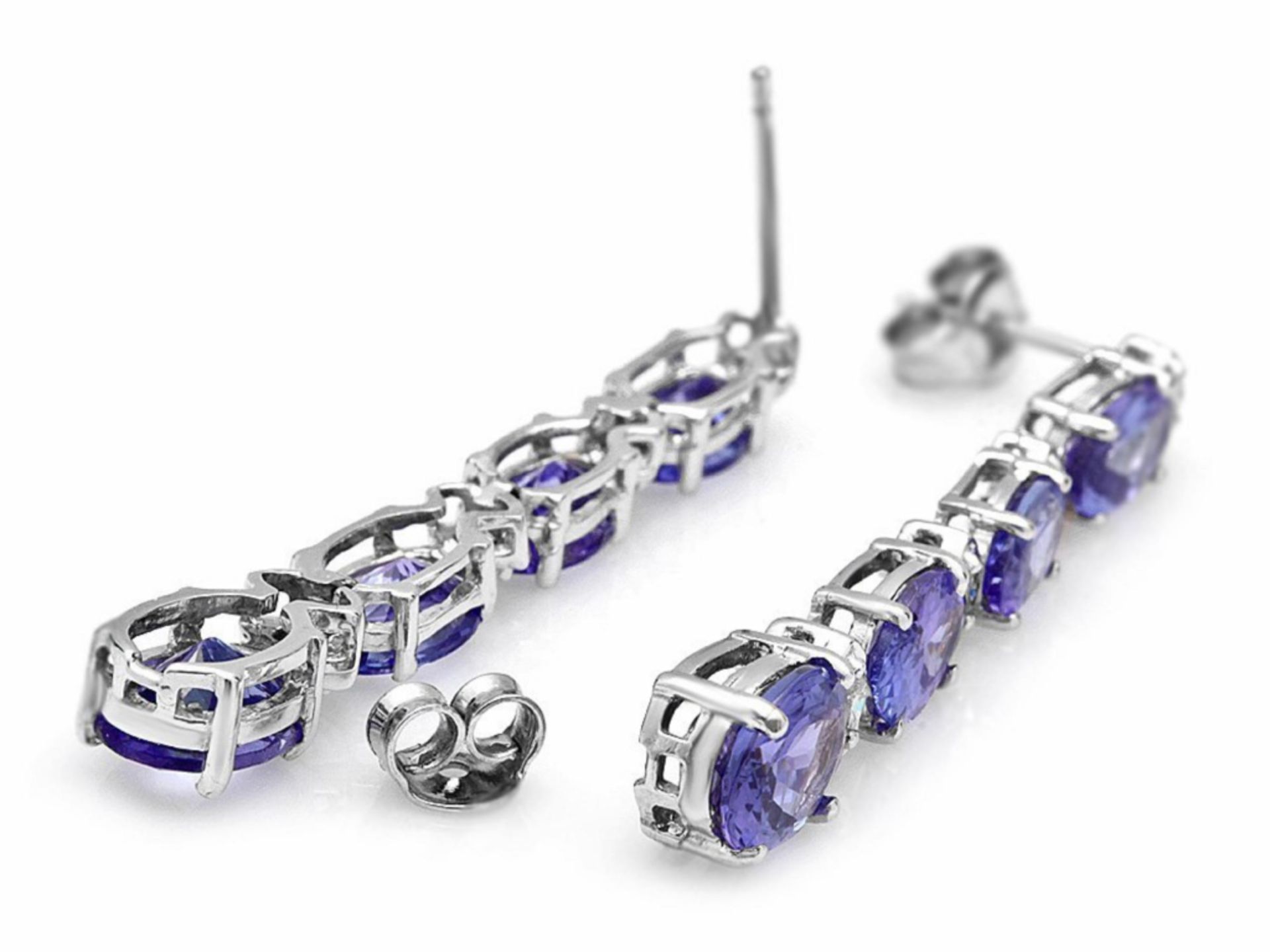 14k Gold 7.00ct Tanzanite & 0.50ct Diam Earrings - Image 3 of 4