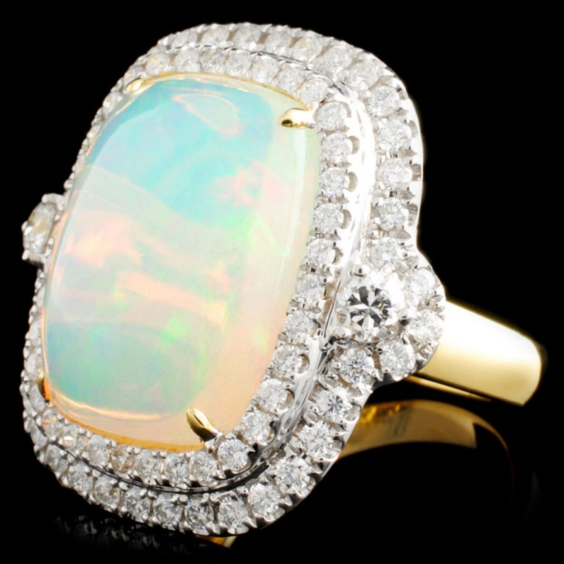 18K Gold 8.34ct Opal & 1.30ctw Diamond Ring - Image 2 of 5