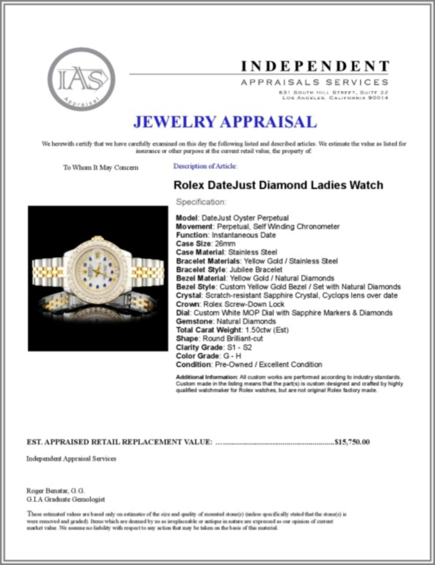 Rolex DateJust Diamond Ladies Watch - Image 5 of 5