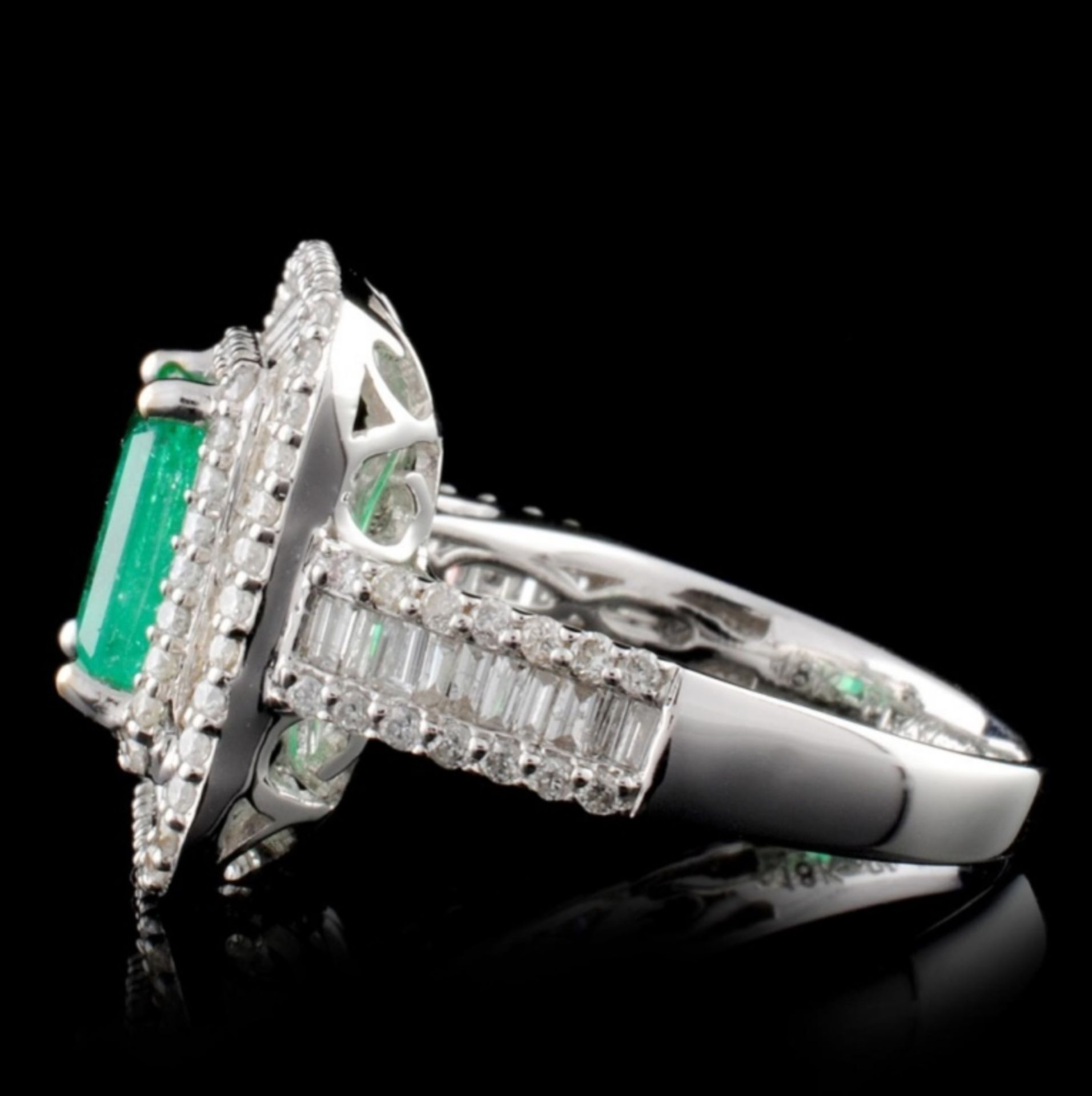 18K White Gold 1.69ct Emerald & 1.35ctw Diamond Ri - Image 3 of 4