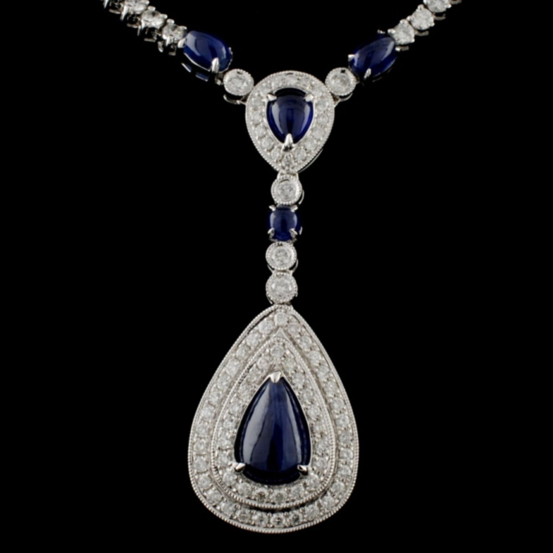 14K Gold 4.90ct Sapphire & 3.41ct Diamond Necklace - Image 2 of 3