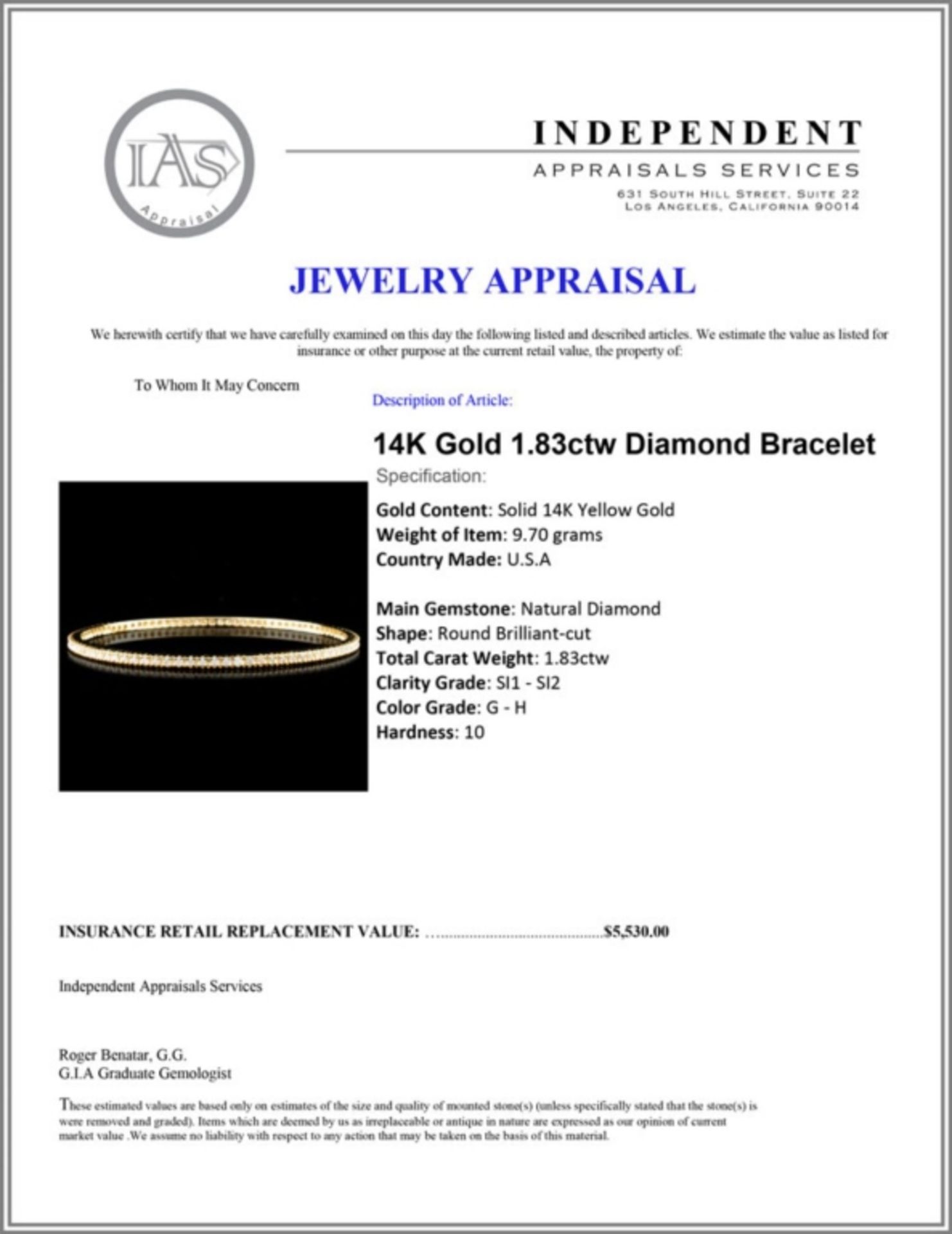 14K Gold 1.83ctw Diamond Bracelet - Image 3 of 3