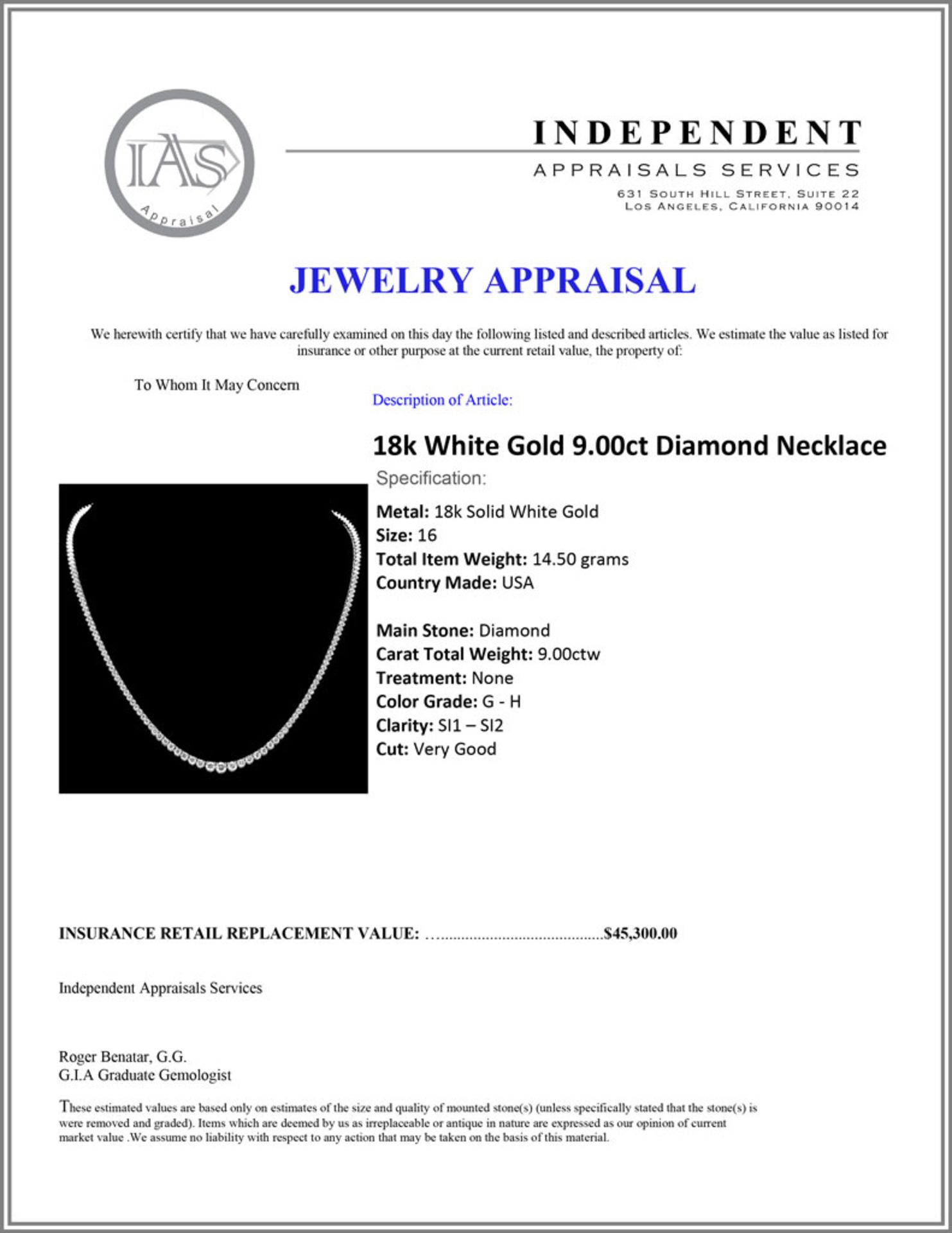 18k White Gold 9.00ct Diamond Necklace - Image 5 of 5