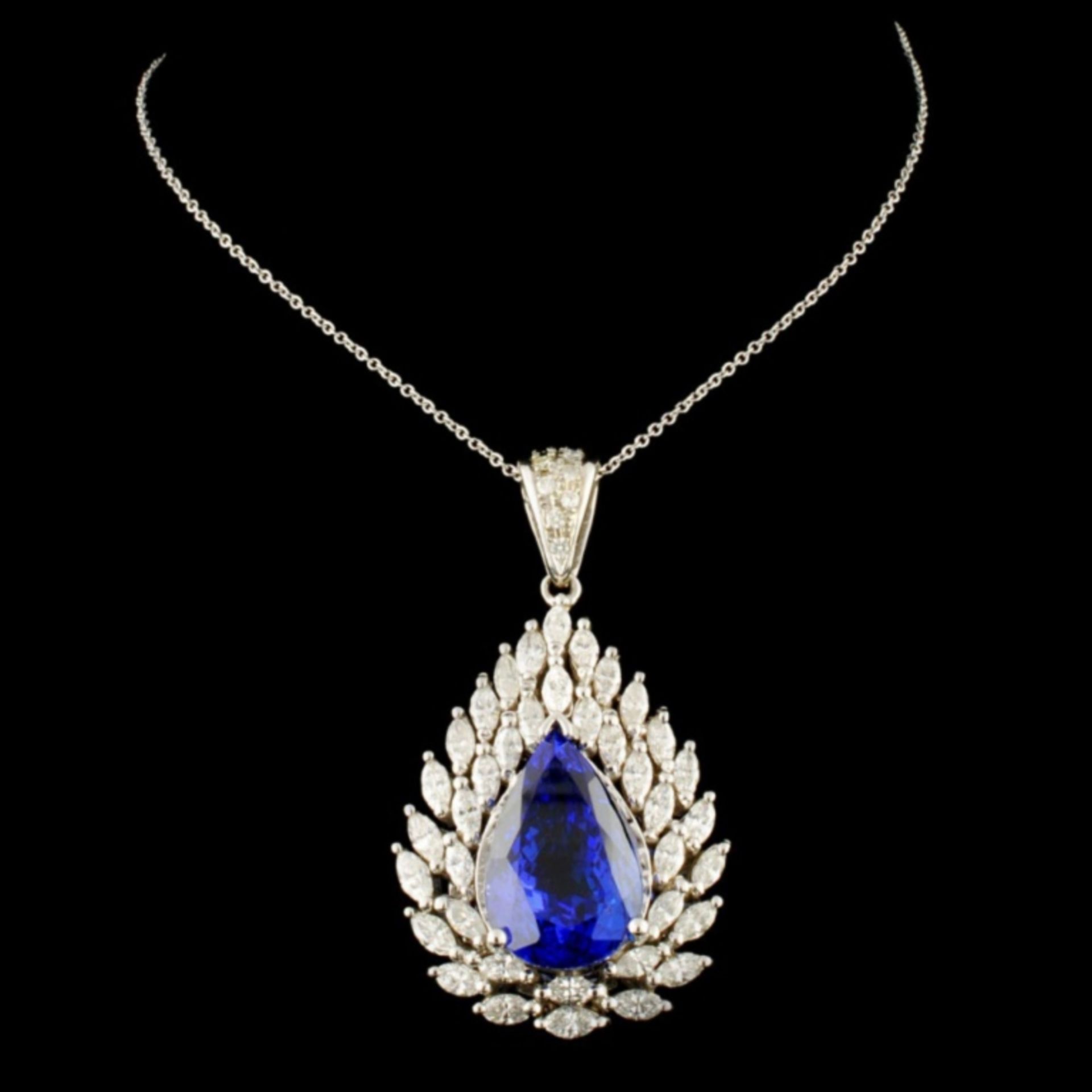 14K Gold 14.00ct Tanzanite & 3.26ctw Diamond Penda - Image 2 of 4