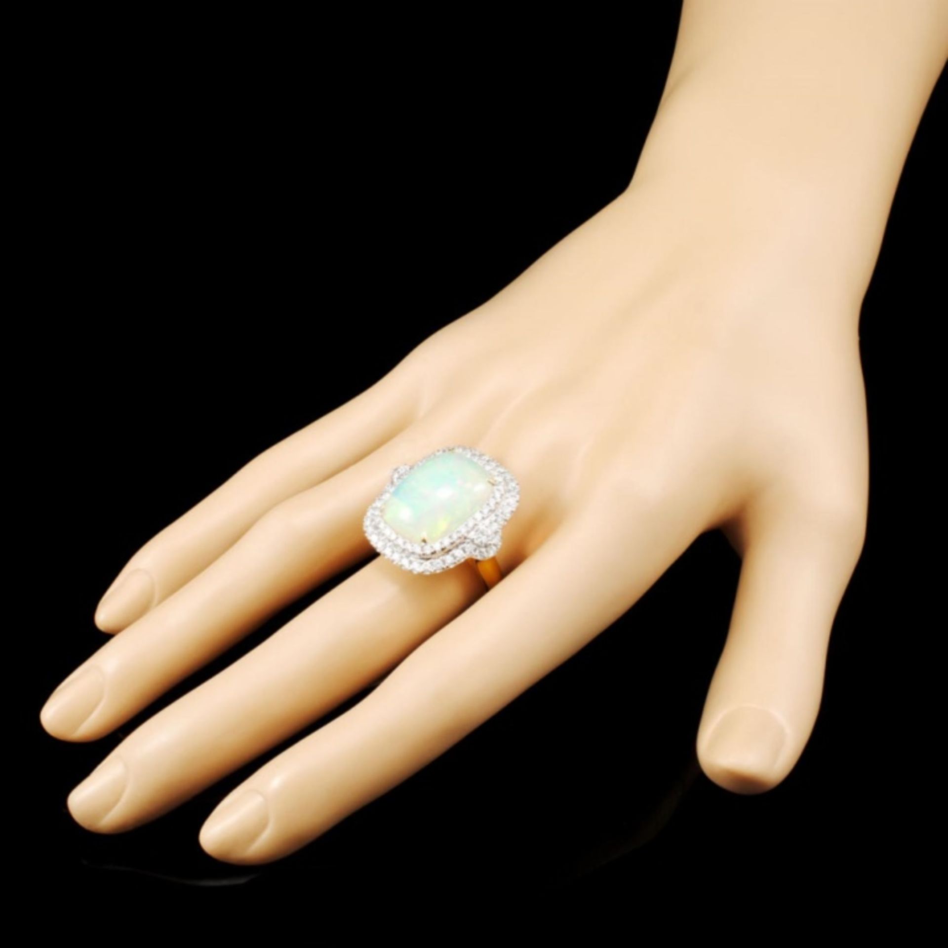 18K Gold 8.34ct Opal & 1.30ctw Diamond Ring - Image 3 of 5