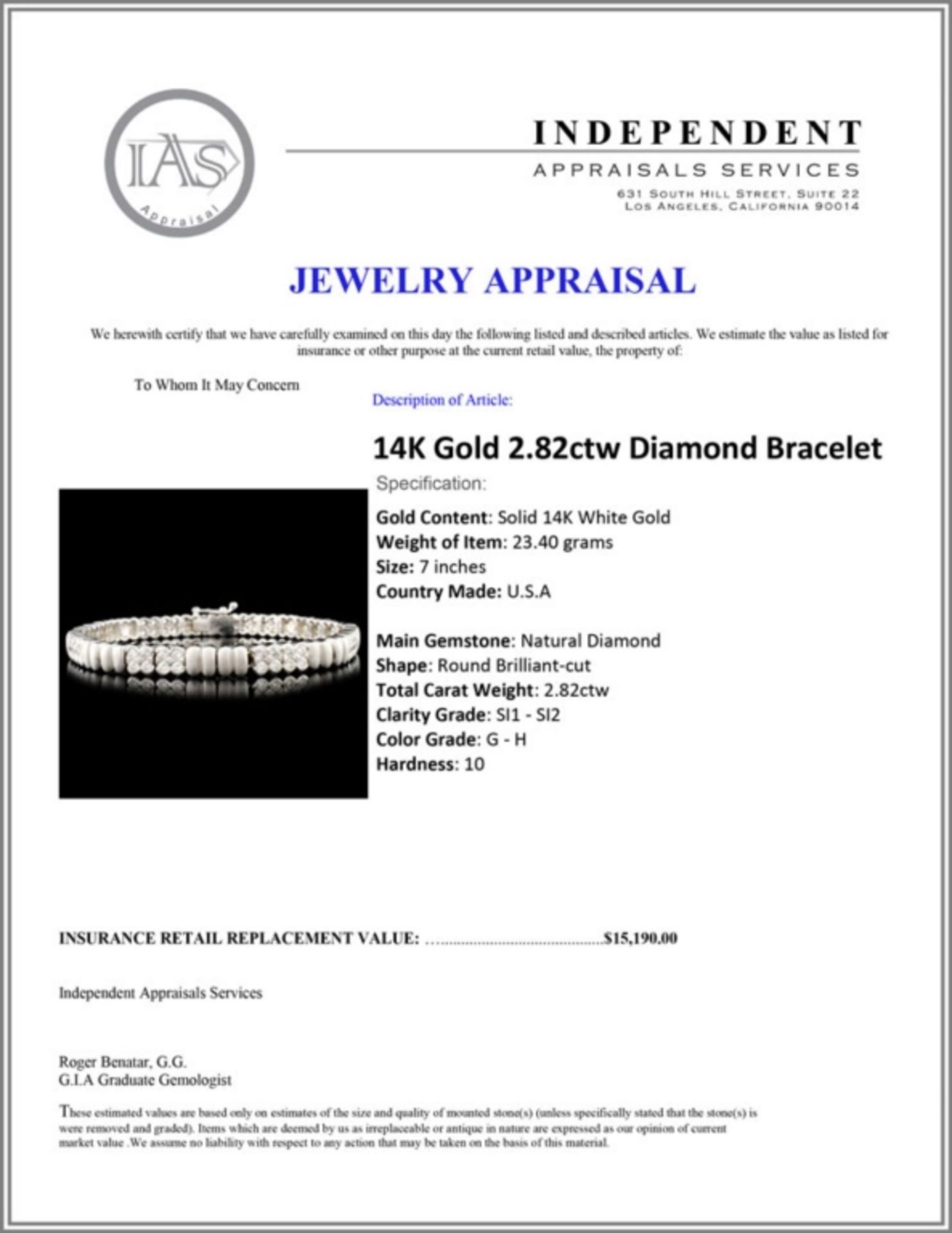 14K Gold 2.82ctw Diamond Bracelet - Image 4 of 4