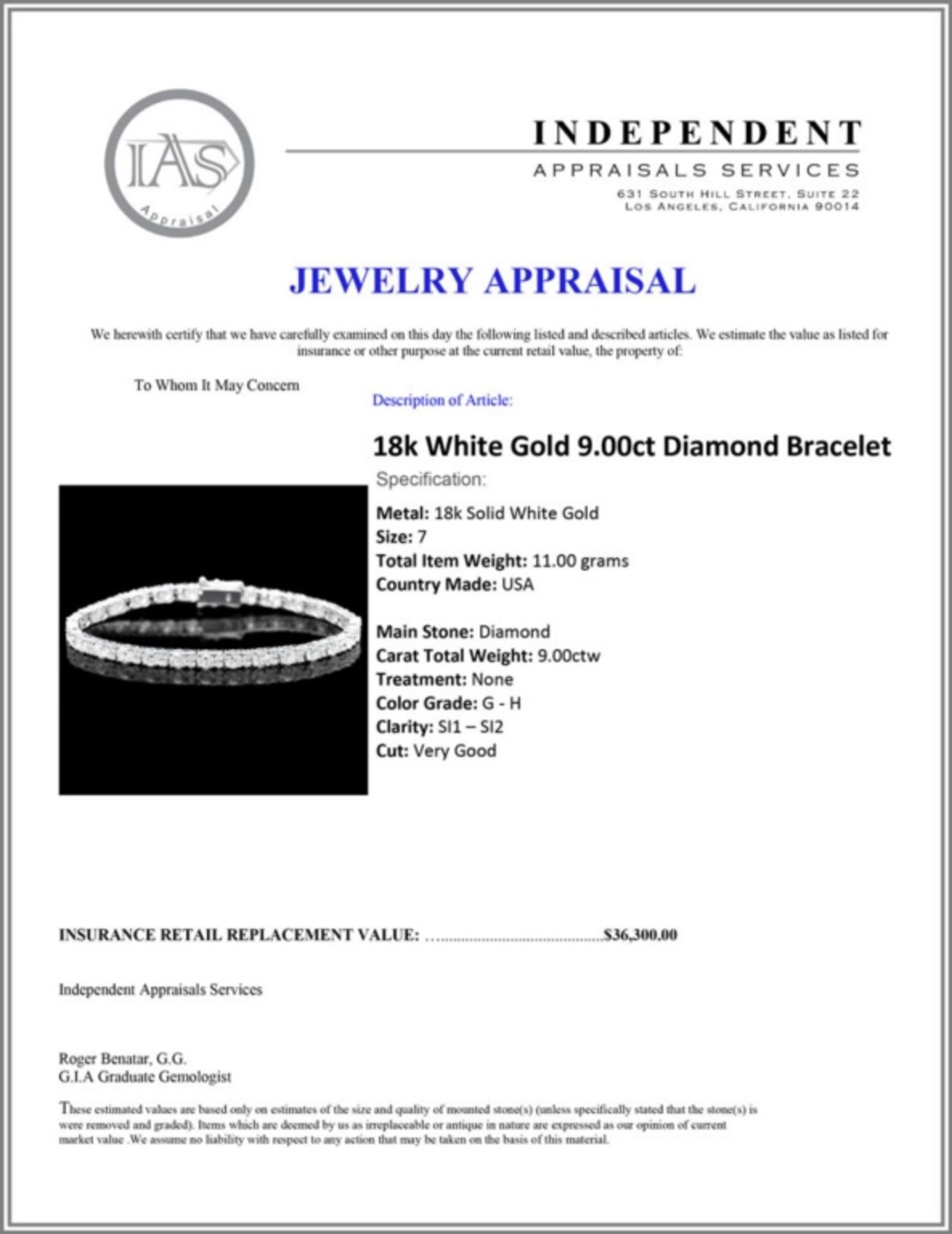 18k White Gold 9.00ct Diamond Bracelet - Image 4 of 4
