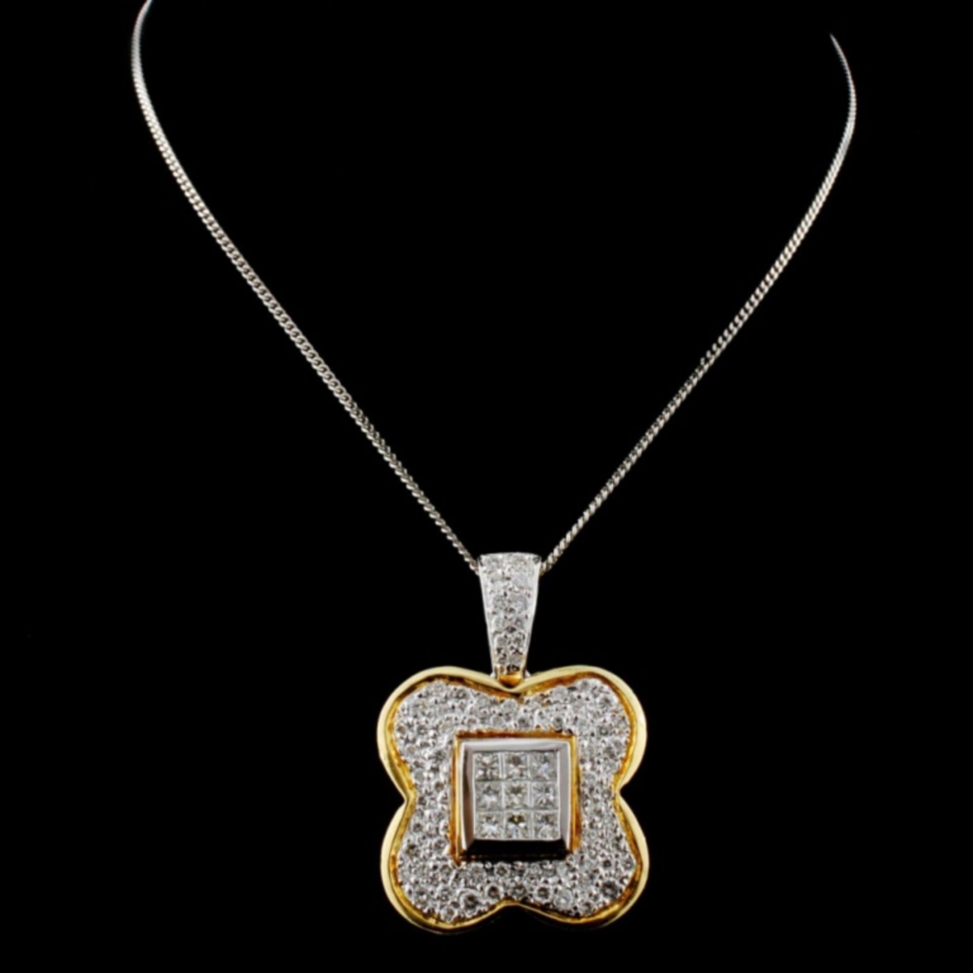 18K Two Tone 1.65ctw Diamond Pendant - Image 4 of 6